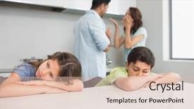  Presentation with family quarreling - Audience pleasing PPT layouts consisting of family fighting - sad young kids while parents backdrop and a lemonade colored foreground