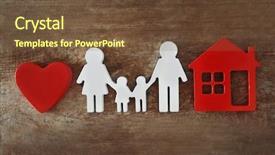  Presentation with family - Beautiful slide deck featuring family figure with a house backdrop and a tawny brown colored foreground