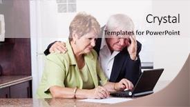  Presentation with senior couple - Presentation design enhanced with family financial - senior couple worrying about their background and a lemonade colored foreground