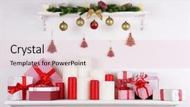  Presentation with fireside - Audience pleasing presentation theme consisting of family fireside - christmas decorations with candles backdrop and a lemonade colored foreground