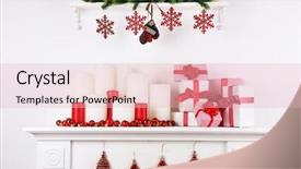  Presentation with fireside - PPT layouts enhanced with family fireside - christmas decorations with candles background and a lemonade colored foreground