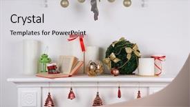  Presentation with fireside - Presentation theme having family fireside - christmas decorations with candles background and a  colored foreground