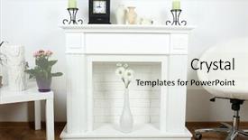  Presentation with living room - Colorful theme enhanced with family fireside - fireplace with beautiful decorations backdrop and a sky blue colored foreground