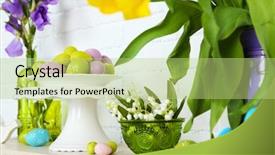  Presentation with islamic decorations decoration and motif - PPT theme featuring family fireside - fireplace with beautiful spring decorations background and a mint green colored foreground