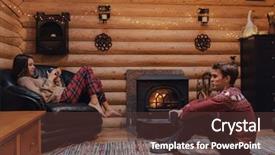  Presentation with fireside - Audience pleasing slides consisting of family fireside - teenage friends relaxing backdrop and a tawny brown colored foreground