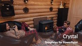  Presentation with indoor winter - Cool new presentation theme with family fireside - teenage friends relaxing backdrop and a tawny brown colored foreground