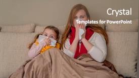  Presentation with season - Amazing theme having family flu season at home backdrop and a coral colored foreground