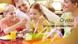  Presentation with family shopping - Slide deck consisting of family food - meal after shopping background and a coral colored foreground
