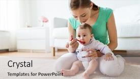  Presentation with baby food - Slide deck consisting of family food child eating background and a soft green colored foreground