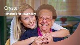  Presentation with fun - Presentation theme featuring staged photo to abstract theme - textile background and a gray colored foreground