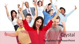  Presentation with joyful - Cool new PPT theme with family fortunes - happy joyful people group isolated backdrop and a red colored foreground