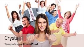  Presentation with joyful - PPT layouts featuring family fortunes - happy joyful people group isolated background and a coral colored foreground