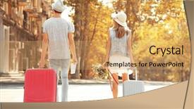  Presentation with married couple hearts - PPT theme with family fortunes - just married couple with suitcases background and a coral colored foreground