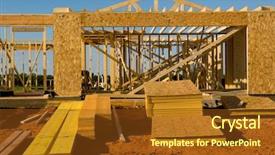  Presentation with house foundation - Presentation theme having family foundation - house home under construction background and a  colored foreground