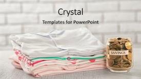  Presentation with parenting - Colorful presentation design enhanced with family foundation - parenting expenses concept pile backdrop and a light gray colored foreground