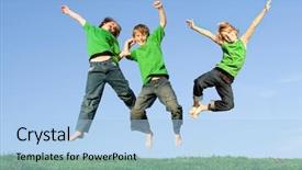  Presentation with joy - Presentation theme enhanced with celebration free - happy kids jumping for joy background and a light blue colored foreground