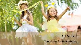  Presentation with two cute sisters playing - Cool new slides with family friend day - smiling sisters backdrop and a  colored foreground
