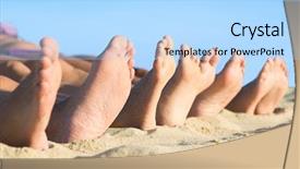  Presentation with ikan mackarels line up - Cool new PPT theme with family friends - closeup of feet row lying backdrop and a light blue colored foreground