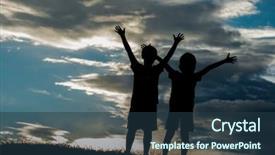  Presentation with two small brothers - Slide set enhanced with family friends - silhoutte of two brothers enjoying background and a tawny brown colored foreground