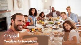  Presentation with families - Amazing slide deck having family friends - two families taking selfie backdrop and a coral colored foreground