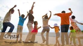  Presentation with family children - Presentation enhanced with family from adults and children background and a coral colored foreground