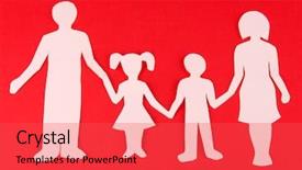  Presentation with family system - Presentation theme consisting of family from paper on bright background and a red colored foreground