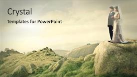  Presentation with married couple - Cool new presentation design with handsome young man in city street looking at camera smiling backdrop and a gray colored foreground