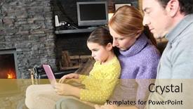  Presentation with family - Slides with family gathered on sofa background and a yellow colored foreground