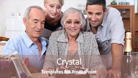  Presentation with birthday party - Presentation theme enhanced with family gathered together for birthday background and a coral colored foreground