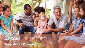  Presentation with family - Beautiful presentation design featuring family gathering in a conservatory backdrop and a coral colored foreground