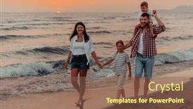  Presentation with sunset beach - PPT layouts consisting of family-gatherings-and-socializing background and a violet colored foreground