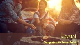  Presentation with family day - Presentation theme featuring family-gathers-around-a-crackling background and a tawny brown colored foreground