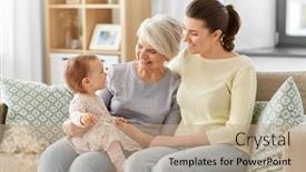  Presentation with generation - Presentation theme consisting of family-generation-and-female-concept background and a coral colored foreground
