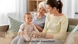  Presentation with baby sitting - Beautiful presentation featuring family-generation-and-female-concept backdrop and a coral colored foreground