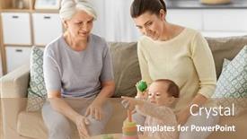  Presentation with baby toy - Presentation theme consisting of family-generation-and-female-concept background and a coral colored foreground
