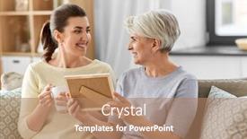  Presentation with family talking - Presentation theme featuring family-generation-and-people-concept background and a coral colored foreground