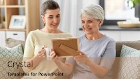  Presentation with family photo - PPT theme having family-generation-and-people-concept background and a coral colored foreground