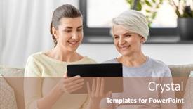  Presentation with generation - Amazing presentation design having family-generation-and-technology-concept backdrop and a coral colored foreground