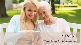  Presentation with young generation - Slide set with family generation and people concept background and a  colored foreground