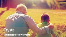  Presentation with generation family farm - Cool new slides with family generation relations and people backdrop and a coral colored foreground