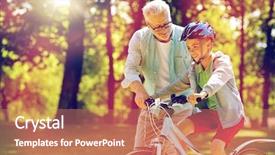  Presentation with teaching older people - Slides consisting of family generation safety and people background and a coral colored foreground