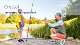  Presentation with happy holidays - Slide set enhanced with family-generation-summer-holidays background and a sky blue colored foreground