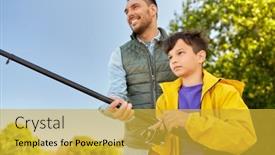  Presentation with happy holidays - Audience pleasing presentation theme consisting of family-generation-summer-holidays backdrop and a gold colored foreground