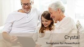  Presentation with generation - Presentation theme having family generation technology and people background and a mint green colored foreground