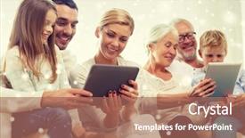  Presentation with generation - Amazing PPT theme having family generation technology and people backdrop and a  colored foreground