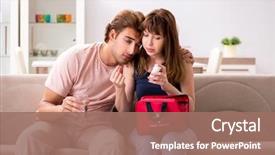  Presentation with first aid kit - Presentation consisting of family getting treatment with first background and a coral colored foreground