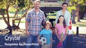  Presentation with family day - PPT layouts enhanced with family going for a camp background and a ocean colored foreground