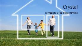  Presentation with dream sky - Amazing PPT theme having family grass sky dream house backdrop and a light blue colored foreground