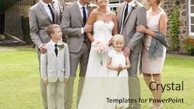  Presentation with wedding - Slide set with family group at wedding background and a mint green colored foreground