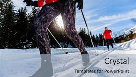  Presentation with winter family - Slide deck with family group of cross country background and a light blue colored foreground